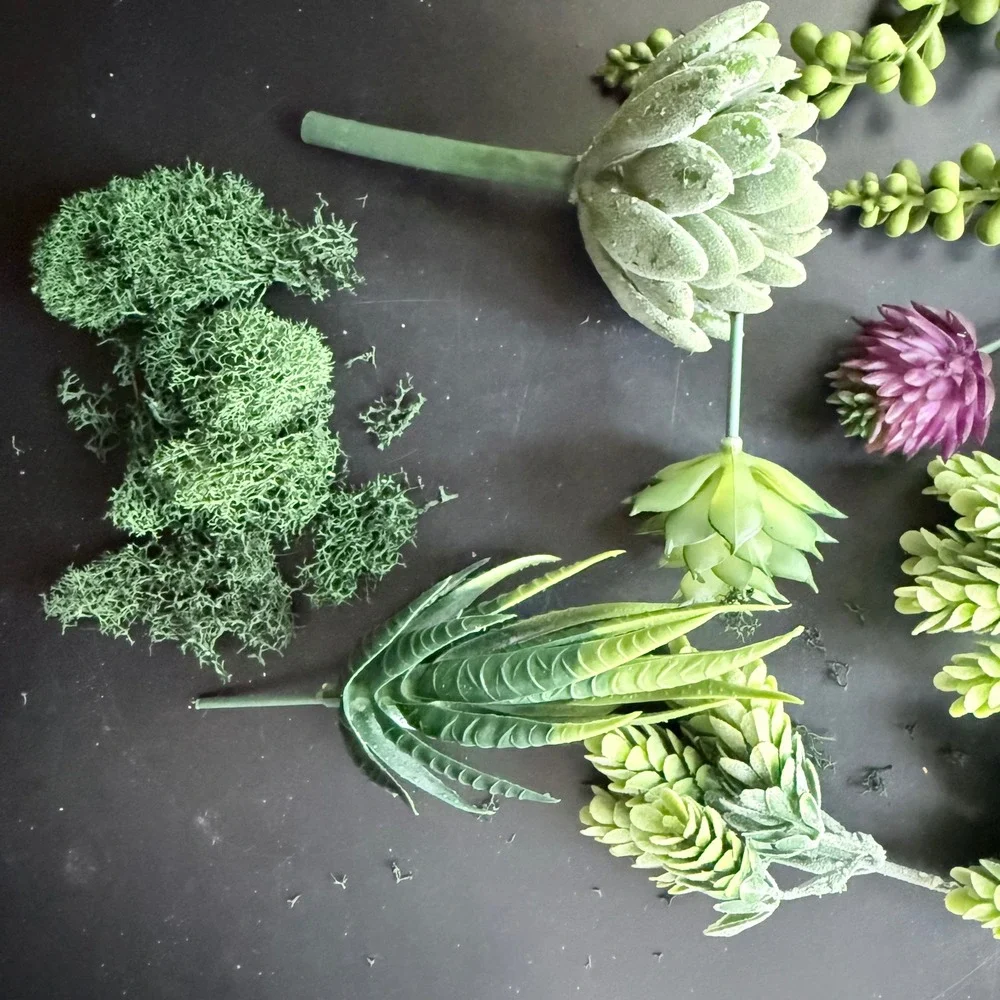Unbranded Artificial Succulents Lot  Green Excellent Mixed Faux Greenery Moss